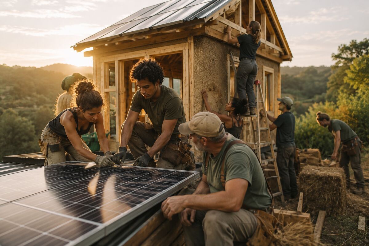 Young people building together — hands-on work toward the campus vision