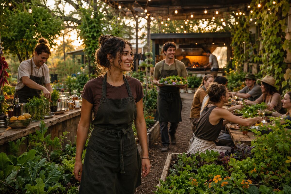 Youth working together in a garden — the wellness side of the campus vision
